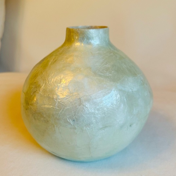 Capiz Shell Vase; Unique vase with a hint of blue, medium size #capiz - Picture 1 of 1